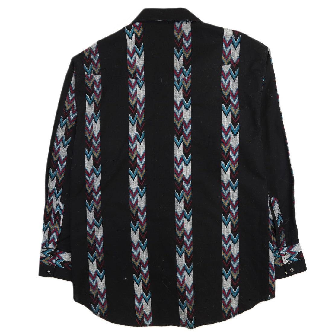 Vintage Western Aztec Pearl Snap Shirt Size Large Black