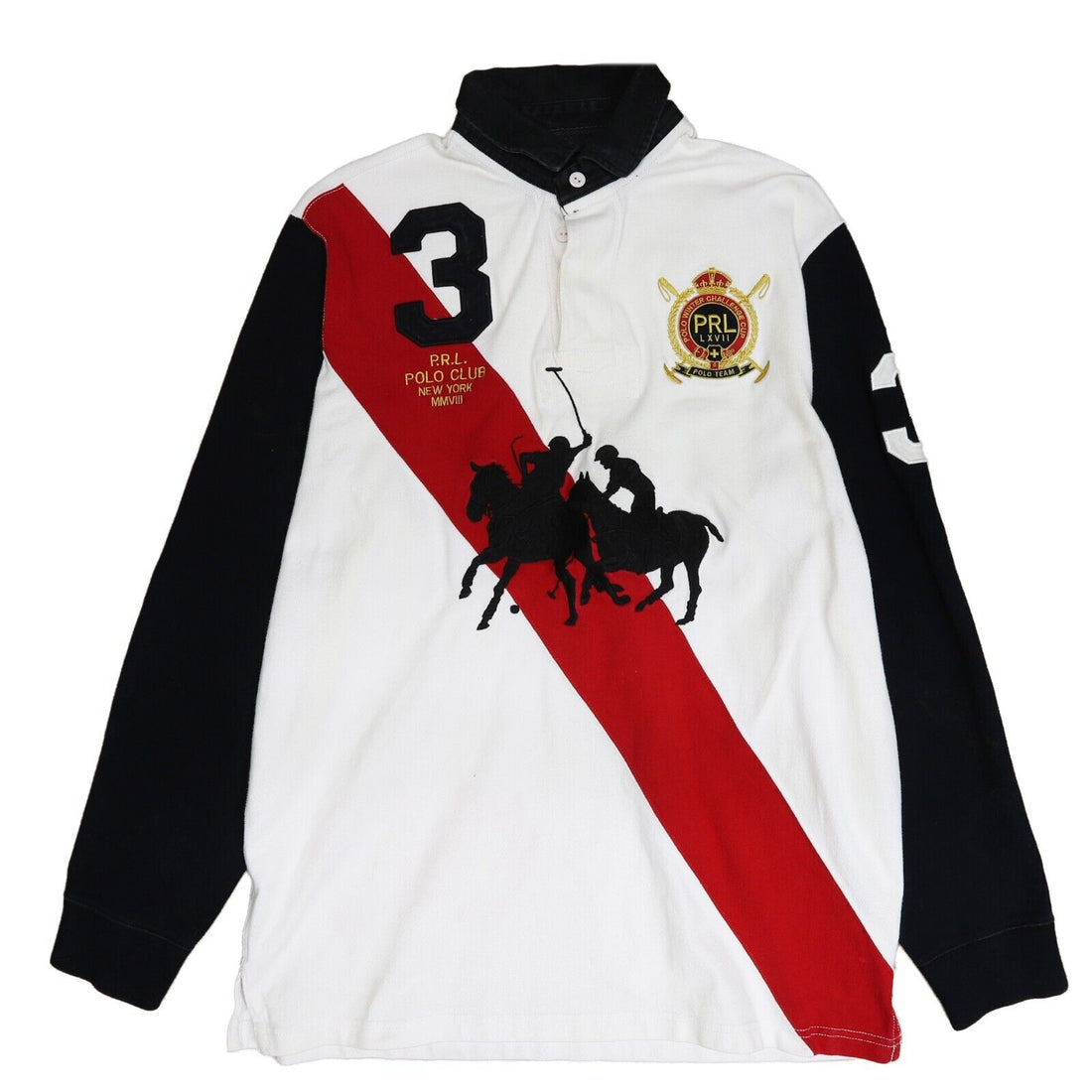 Vintage Polo Ralph Lauren Crest Rugby Shirt Size Medium Long Sleeve