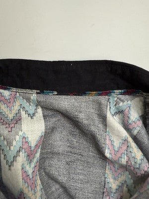 Vintage Western Aztec Pearl Snap Shirt Size Large Black