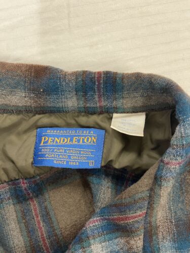 Vintage Pendleton Board Wool Button Up Shirt Size Large Tartan Plaid