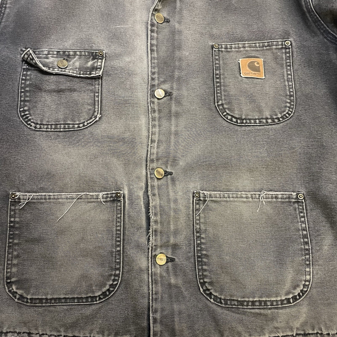 Vintage Carhartt Canvas Chore Work Jacket Size Large Blanket Lined C02PTL