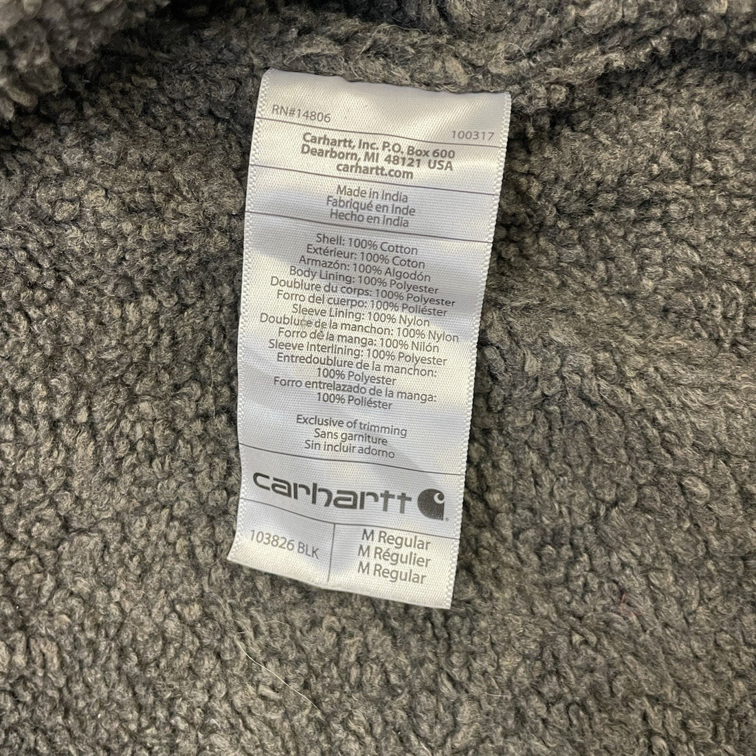 Carhartt Canvas Work Jacket Size Medium Black