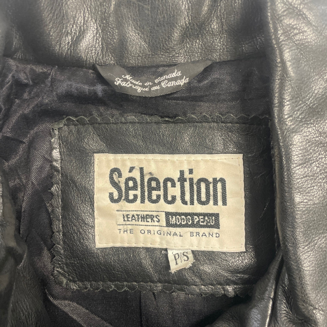 Vintage Selection Leather Coat Jacket Size Small Black