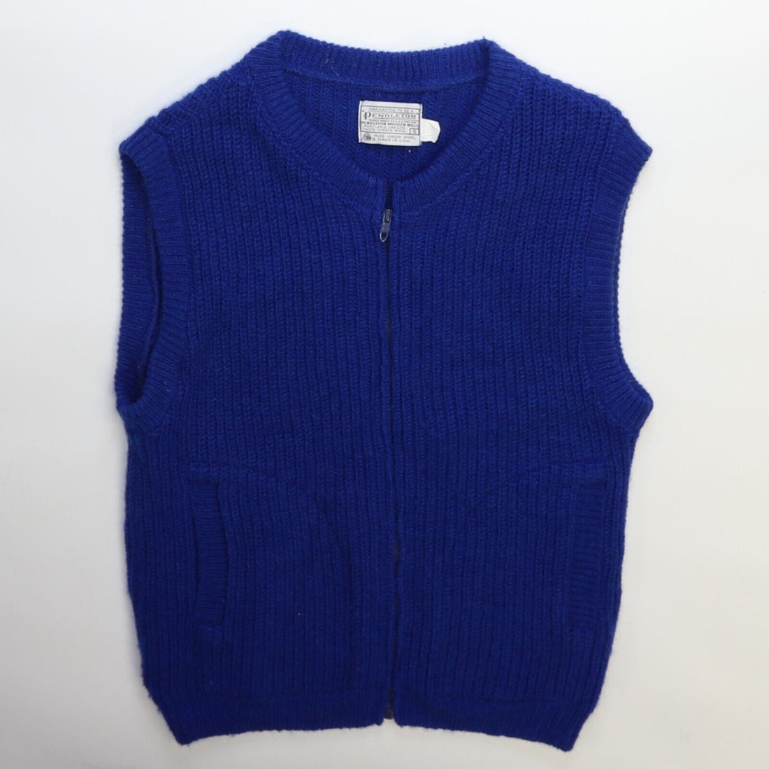 Vintage Pendleton Wool Knit Sweater Vest Size Small Blue
