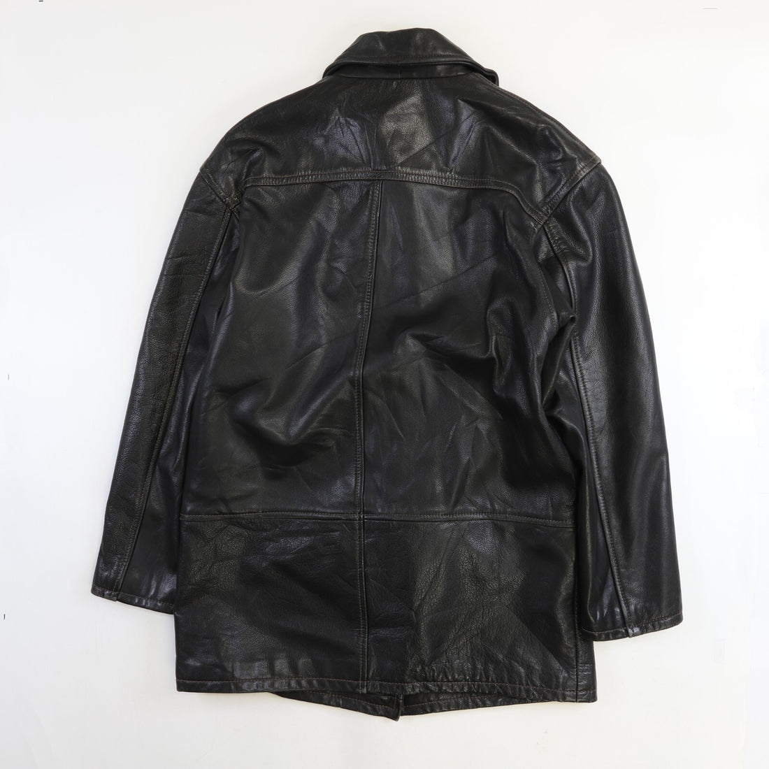 Vintage Selection Leather Coat Jacket Size Small Black