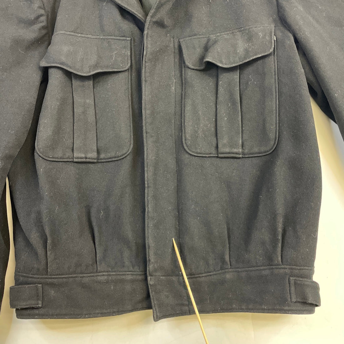 Vintage Military Army Wool Coat Jacket Size Small Black