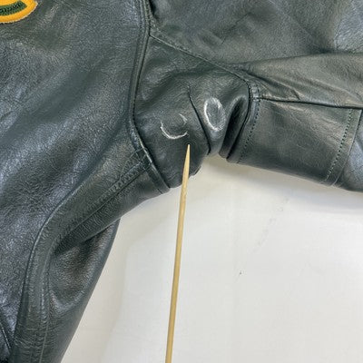 Vintage K of C Leather Varsity Jacket Size 46 Green