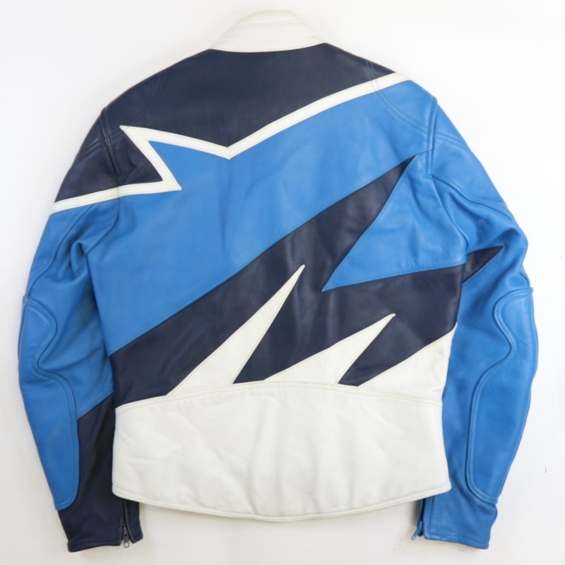 Vintage Teknic Leather Racing Jacket Size 42 Blue
