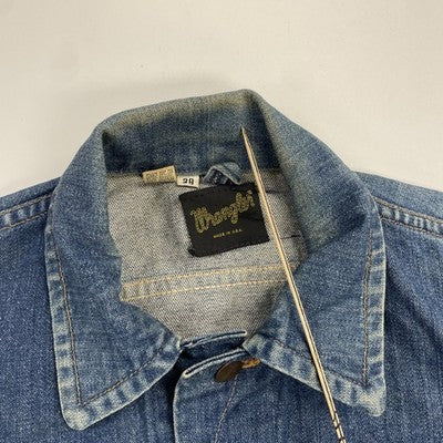 Vintage Wrangler Denim Jacket Size 38 Racing Team Patch 70s