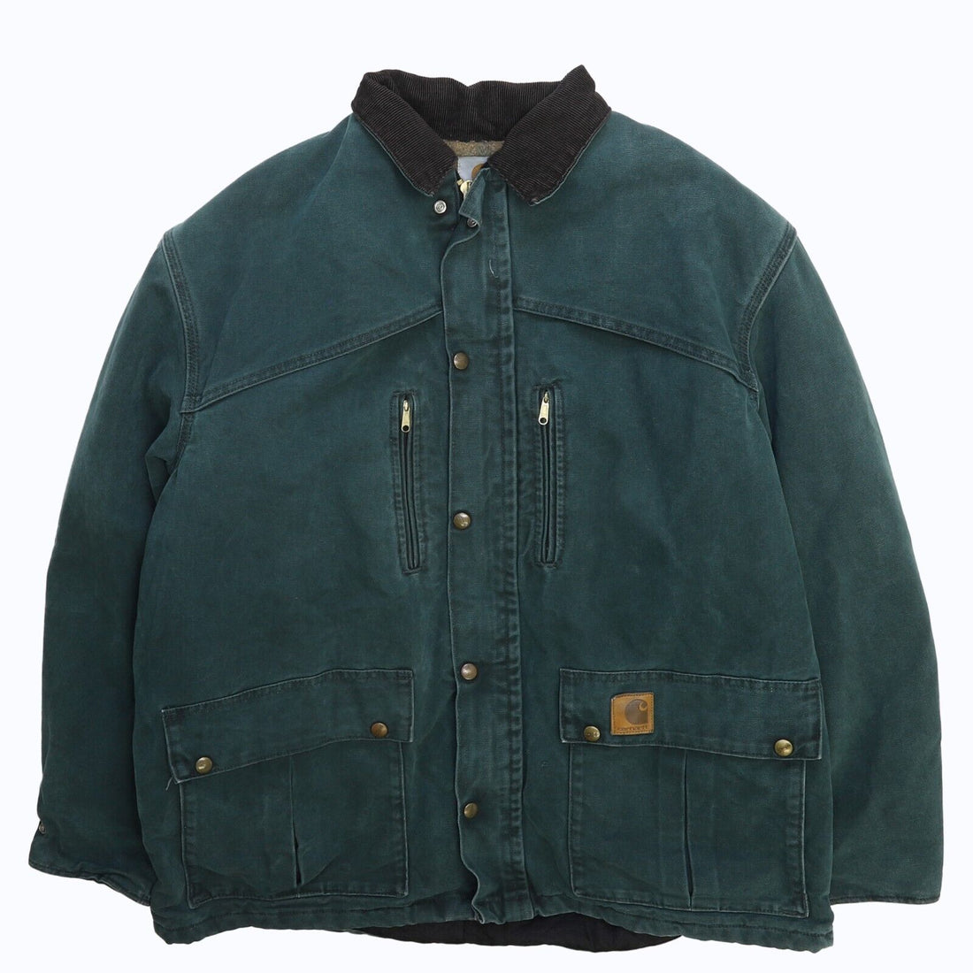 Vintage Carhartt Canvas Work Coat Jacket Size XL Green