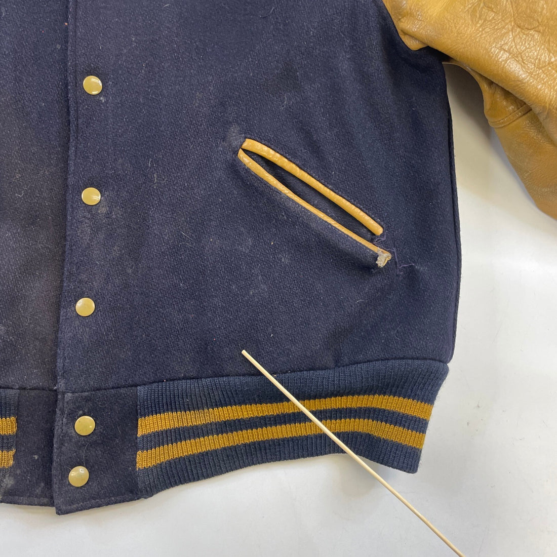 Vintage Stromen Wool Leather Varsity Jacket Size 44