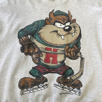 Vintage Taz Looney Tunes Hockey Crewneck Sweatshirt Size Medium 1994 90s