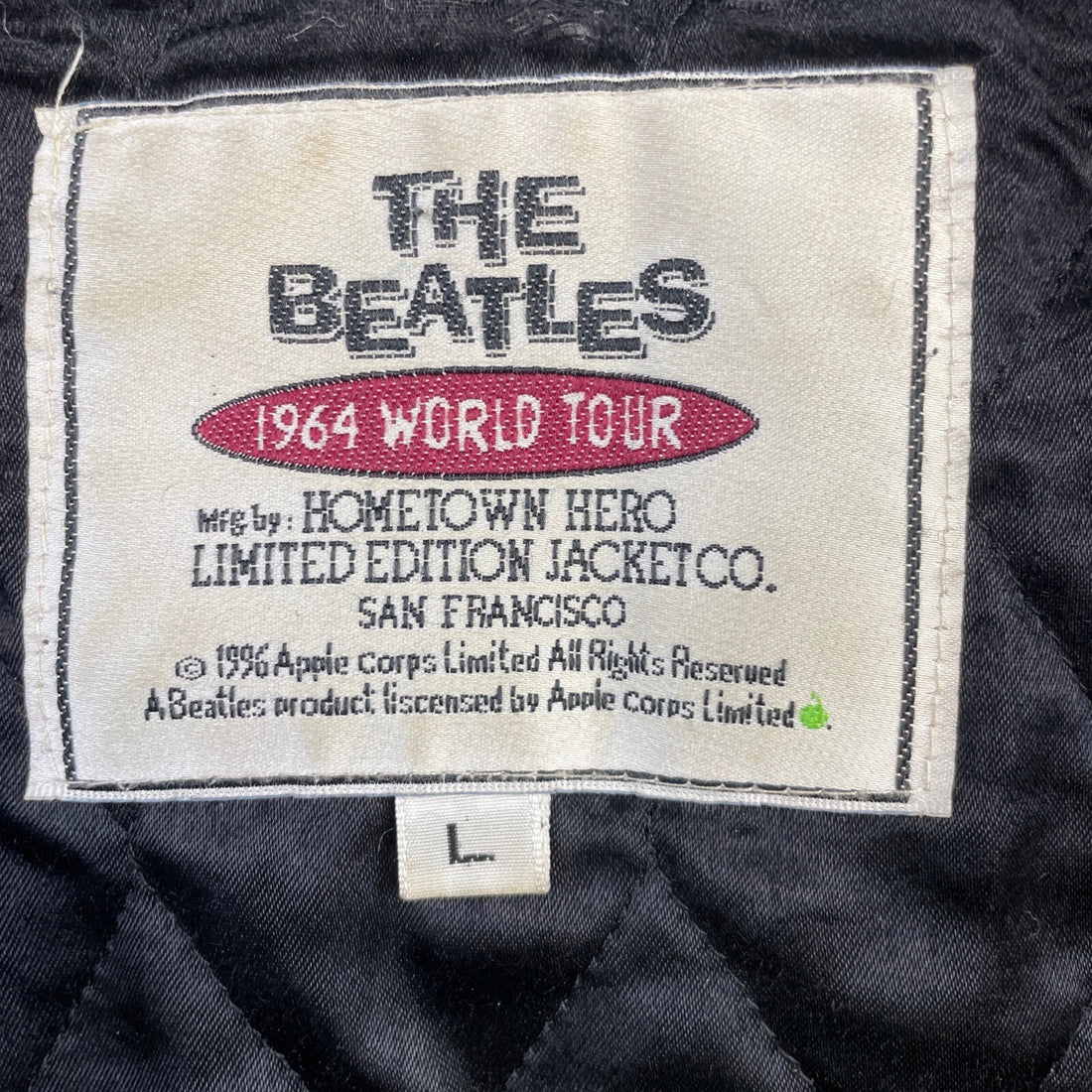 Vintage The Beatles World Tour Crew Wool Varsity Jacket Large Band Music 90s