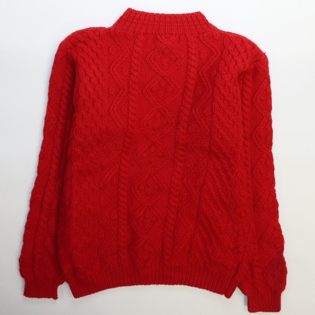 Vintage Eddie Bauer Wool Sweater Size Medium Red Fisherman Cable Knit