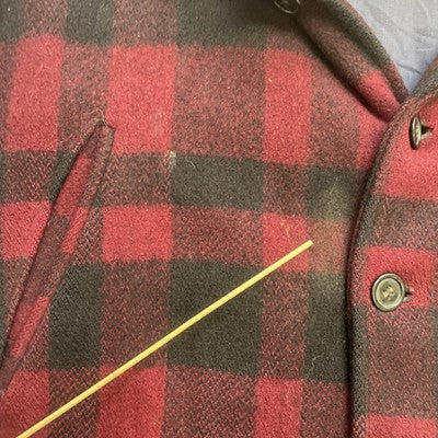 Vintage Humphrey Mackinaw Hunting Wool Coat Jacket Size Large Red Buffalo Plaid