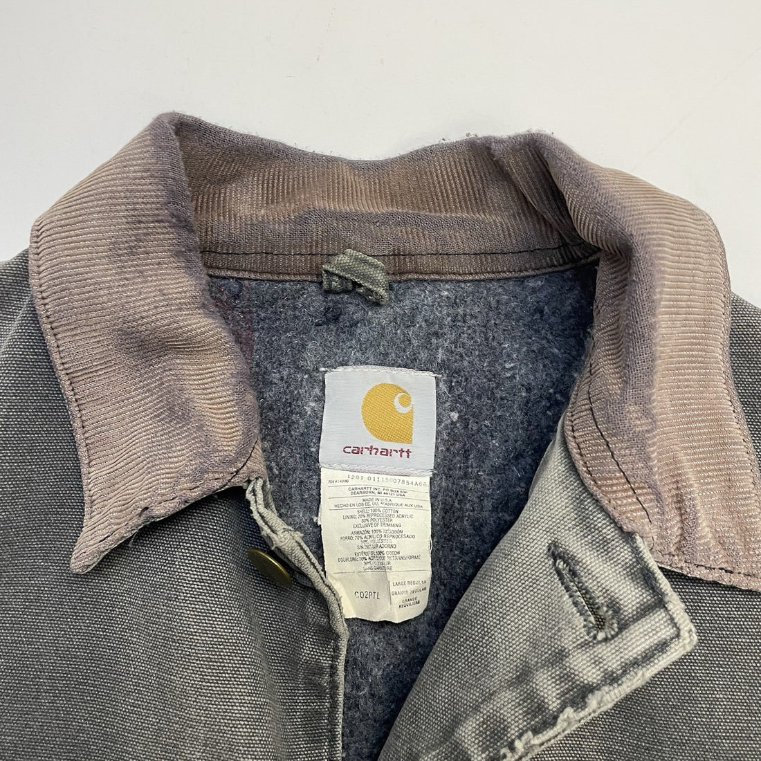 Vintage Carhartt Canvas Chore Work Jacket Size Large Blanket Lined C02PTL