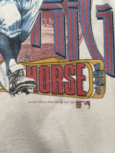 Vintage New York Yankees Lou Gehrig Caricature Iron Horse T-Shirt XL 1989 MLB