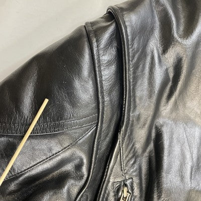 Viking Cycle Leather Cafe Racer Motorcycle Jacket Size Small Black