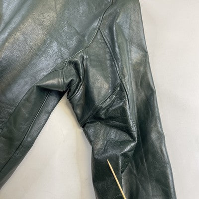 Vintage K of C Leather Varsity Jacket Size 46 Green