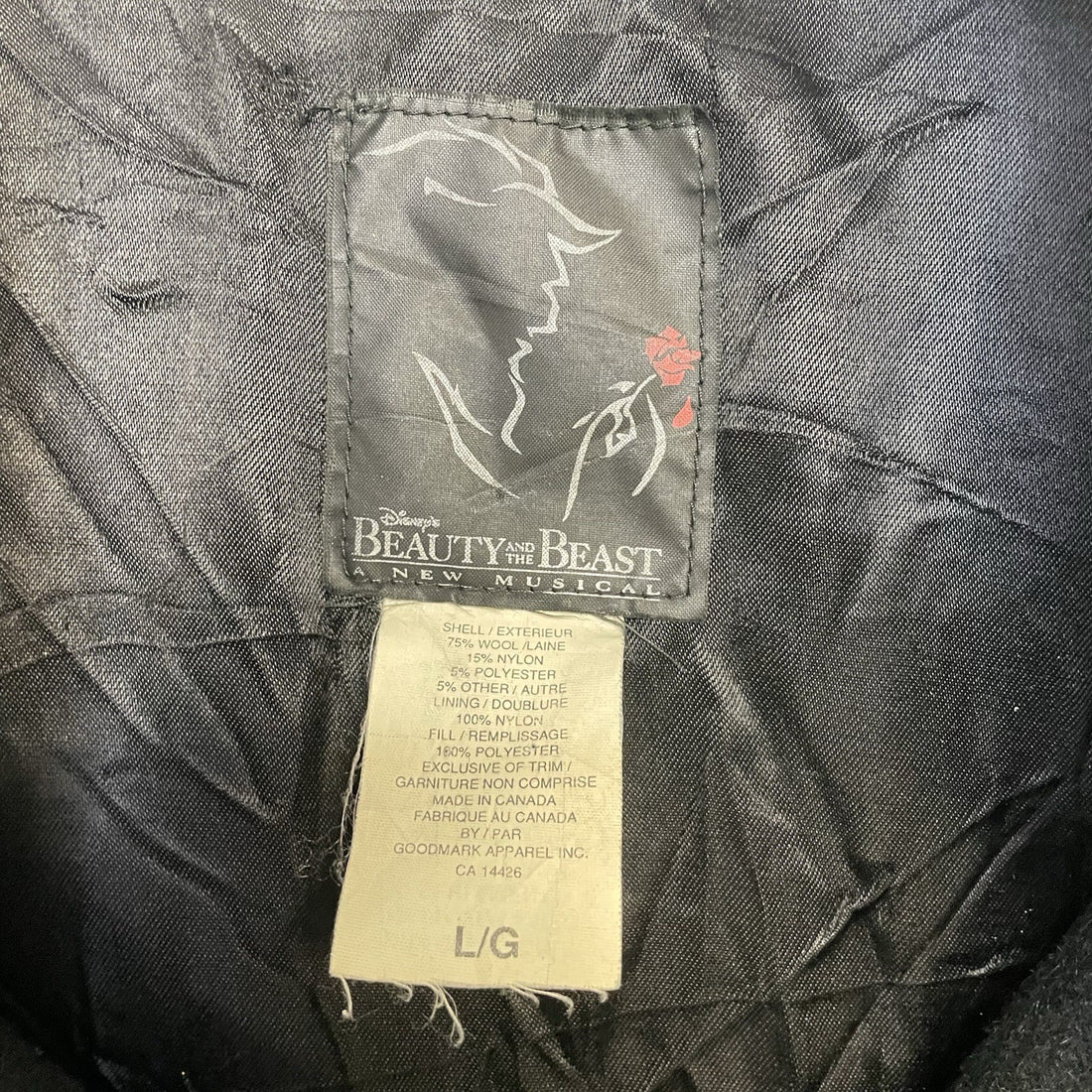 Vintage Beauty And The Beast Musical Disney Wool Varsity Jacket Size Large