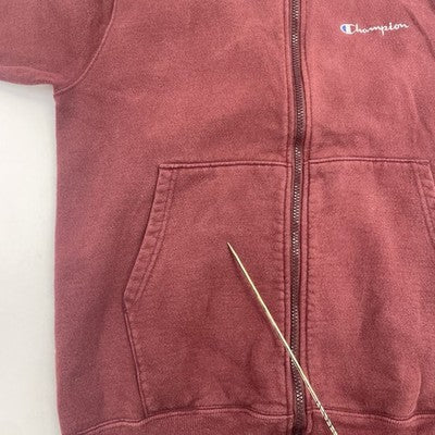 Vintage Champion Full Zip Sweatshirt Hoodie Size Medium Red 90s