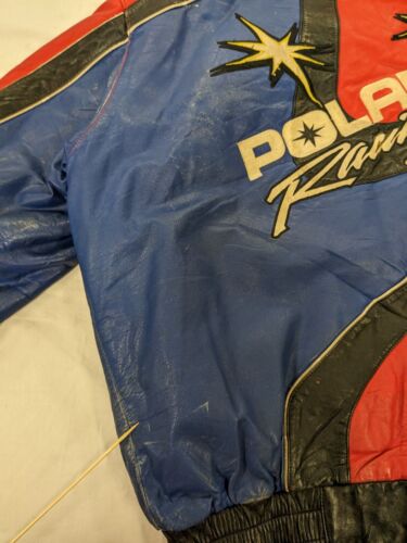 Vintage Polaris Racing Motorcycle Leather Jacket Size 2XL Snowmobile