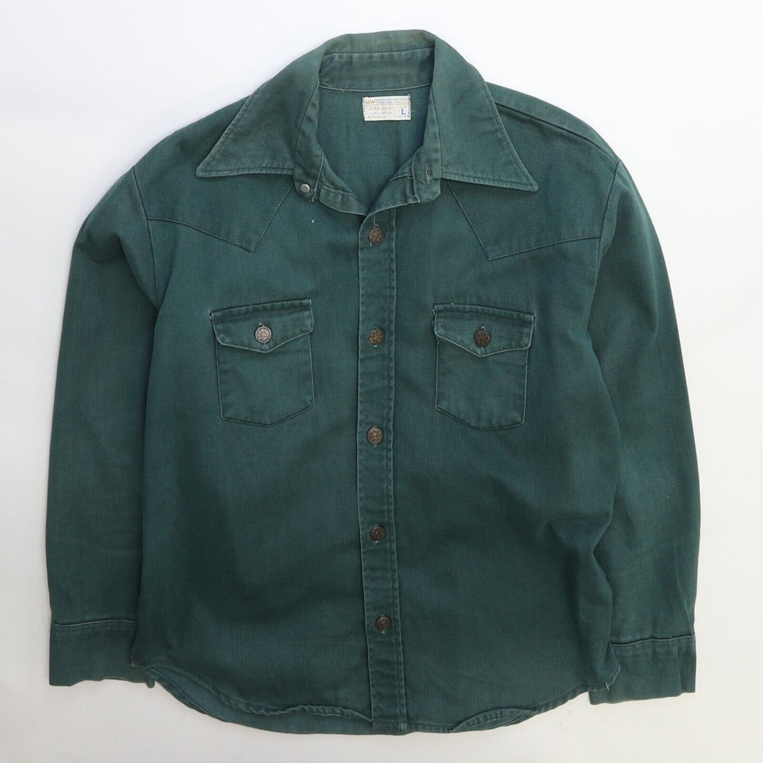 Vintage JCPenney Button Up Shirt Size Large Green