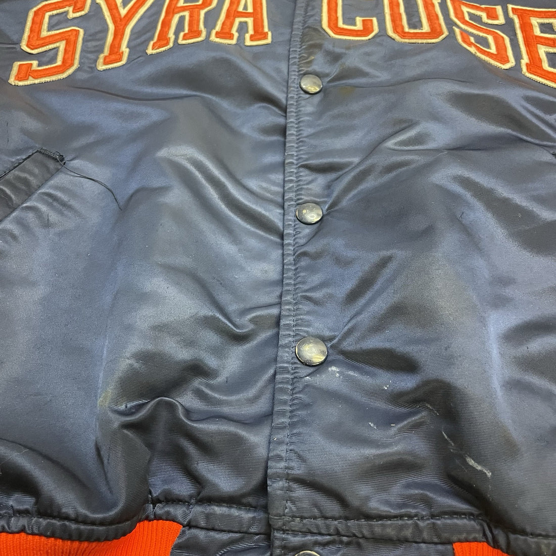 Vintage Syracuse Orange Starter Satin Bomber Jacket Size Large 80s NCAA