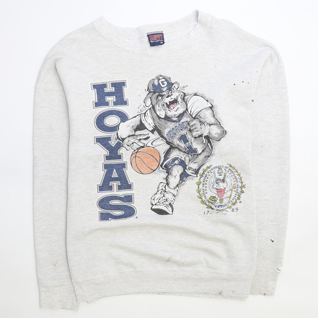 Vintage Georgetown Hoyas Basketball Crewneck Sweatshirt XL Distressed 90s NCAA