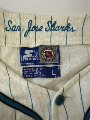 Vintage San Jose Sharks Starter Baseball Jersey Size Large NHL
