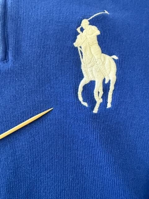 Vintage Polo Ralph Lauren Ski Big Pony 1/4 Zip Sweater Size Small Blue