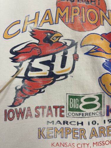 Vintage Kansas Jayhawks ISU Cyclones Big 8 Championship T-Shirt XL 1996 90s NCAA