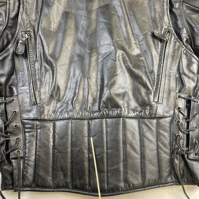 Viking Cycle Leather Cafe Racer Motorcycle Jacket Size Small Black