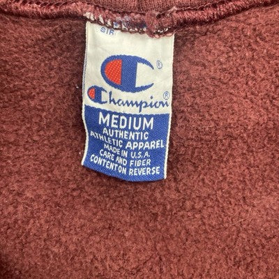 Vintage Champion Full Zip Sweatshirt Hoodie Size Medium Red 90s