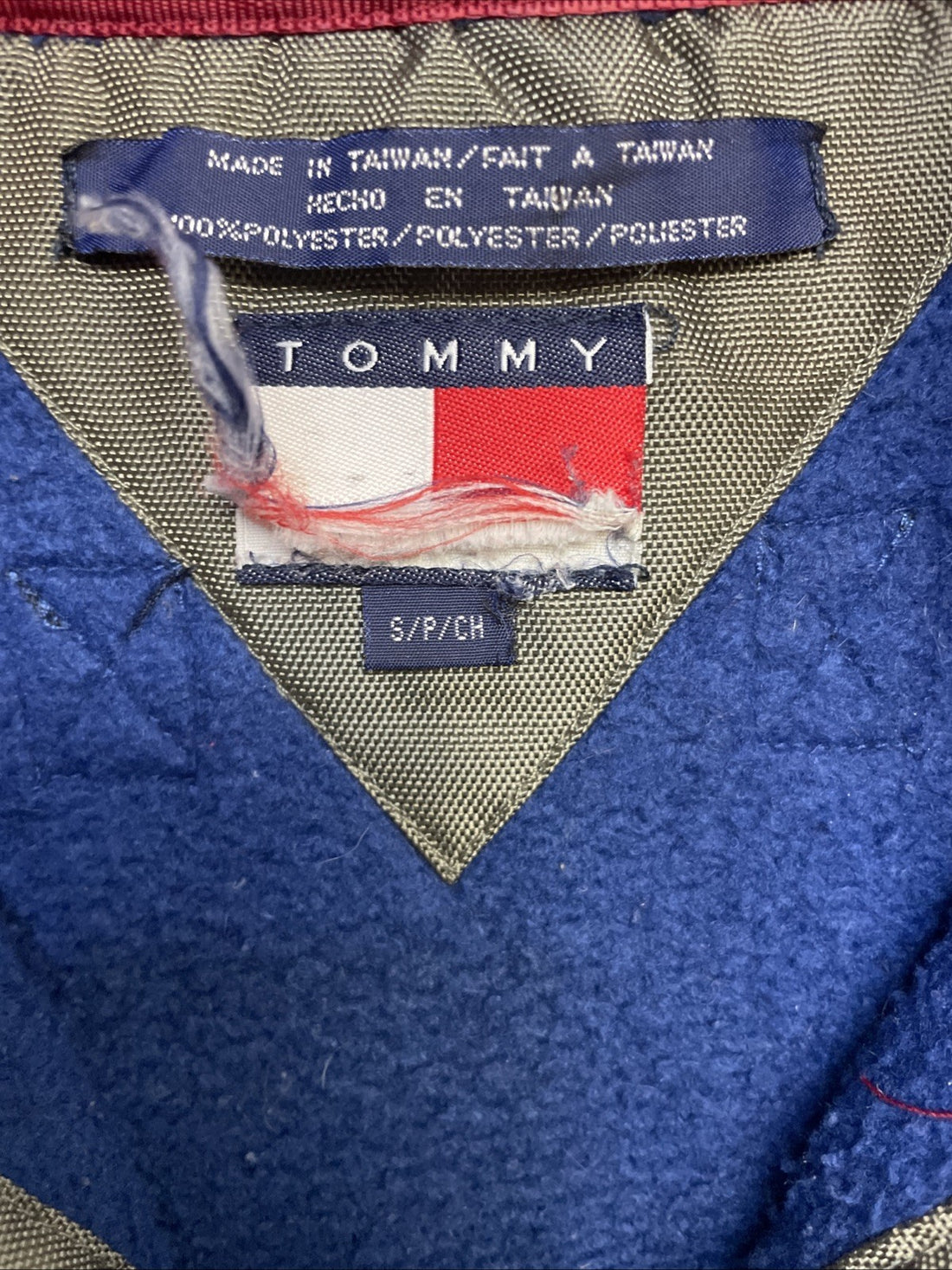 Vintage Tommy Hilfiger Flag Fleece Jacket Size Small Pullover