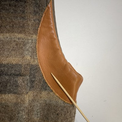 Vintage Ralph Lauren Wool Vest Jacket Size Small Plaid Leather Trim