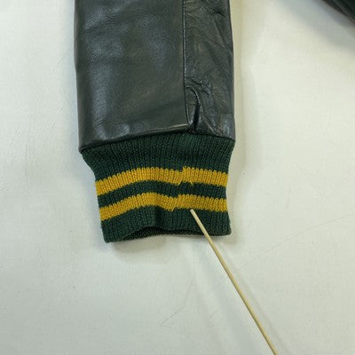 Vintage K of C Leather Varsity Jacket Size 46 Green