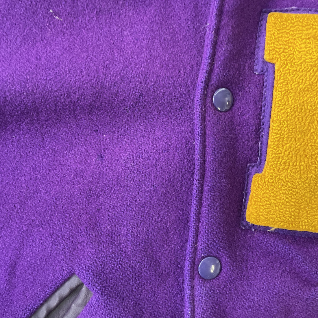 Vintage Leather Wool Letterman Varsity Jacket Size Small Purple