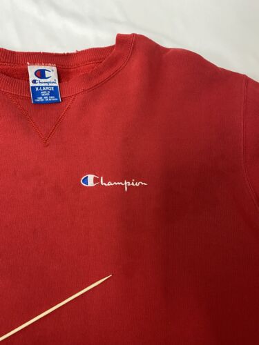 Vintage Champion Sweatshirt Crewneck Size XL Embroidered Red 90s