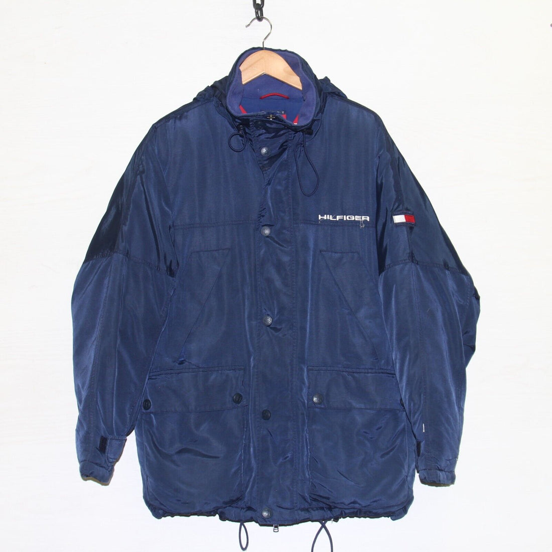 Vintage Tommy Hilfiger Parka Coat Jacket Size Medium Blue Down Insulated