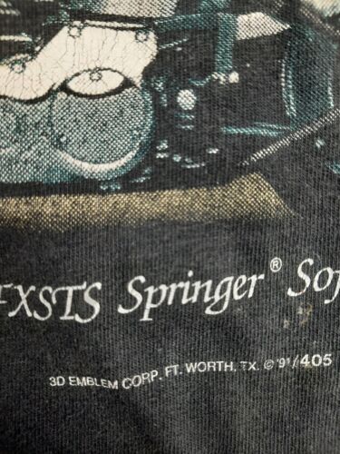 Vintage Harley Davidson Motorcycles Springer Softail 3D Emblem T-Shirt 2XL 1991