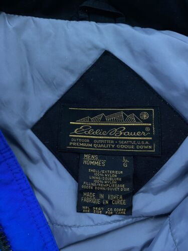Vintage Eddie Bauer Jacket Size Large Goose Down Insulated Blue 90s