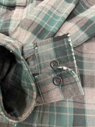 Vintage LL Bean Chamois Cloth Shirt Size Medium Tall Green Tartan Plaid