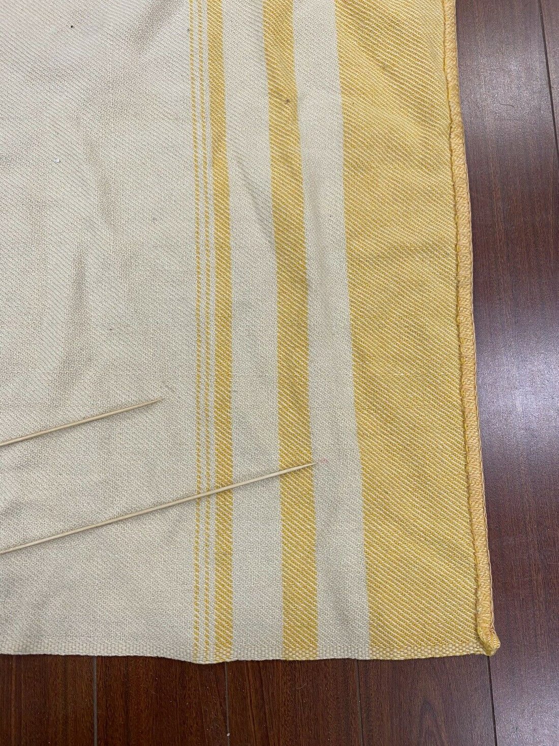 Vintage Strathmore Wool Blanket 88" x 68.5" Beige & Yellow Striped