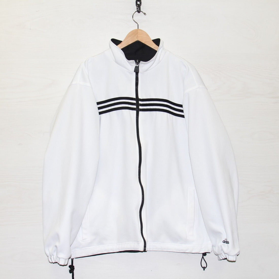 Vintage Adidas Track Jacket Size XL Black White Reversible 90s