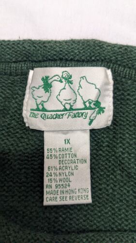 Vintage Santa Clause Christmas Knit Crewneck Sweater Size 1X Embroidered