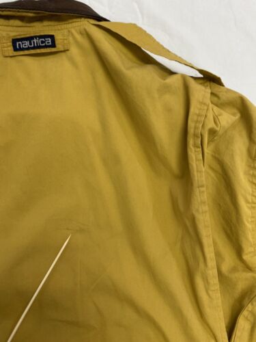 Vintage Nautica Canvas Bomber Jacket Size XL Tan Leather Collar
