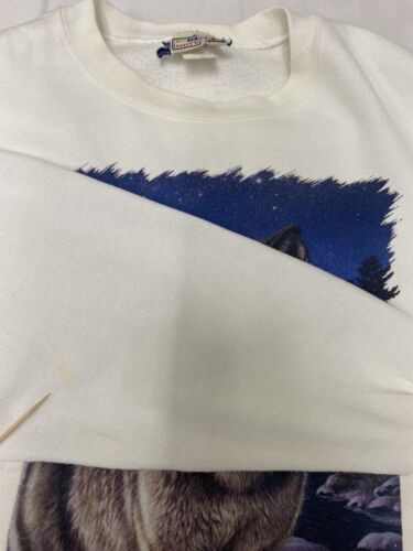 Vintage Silhouette Wolf Sweatshirt Crewneck Size XL White Nature 1993 90s