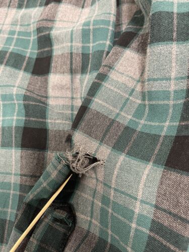 Vintage LL Bean Chamois Cloth Shirt Size Medium Tall Green Tartan Plaid