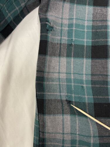 Vintage LL Bean Chamois Cloth Shirt Size Medium Tall Green Tartan Plaid